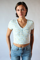 Patterned Ribbon Lace Trim Tee