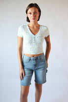 Patterned Ribbon Lace Trim Tee