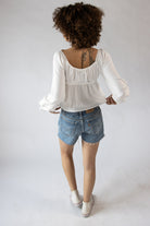 Lace Trim Babydoll Peasant Top