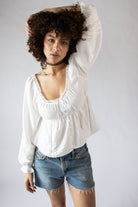 Lace Trim Babydoll Peasant Top