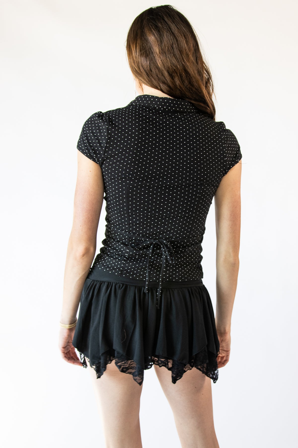 Pin Dot Cap Sleeve Shirt