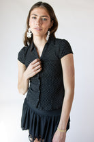 Pin Dot Cap Sleeve Shirt