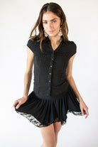 Pin Dot Cap Sleeve Shirt