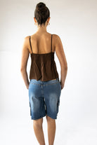 Pin Tuck Lace Trim Sleeveless Top