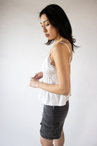 Pin Tuck Lace Trim Sleeveless Top