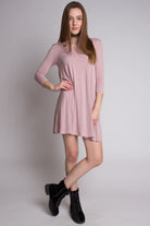 Dusty Mauve 3/4 Criss Cross Back Dress