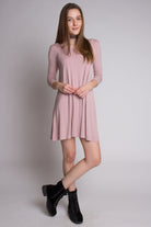 Dusty Mauve 3/4 Criss Cross Back Dress