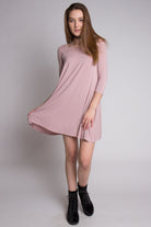 Dusty Mauve 3/4 Criss Cross Back Dress