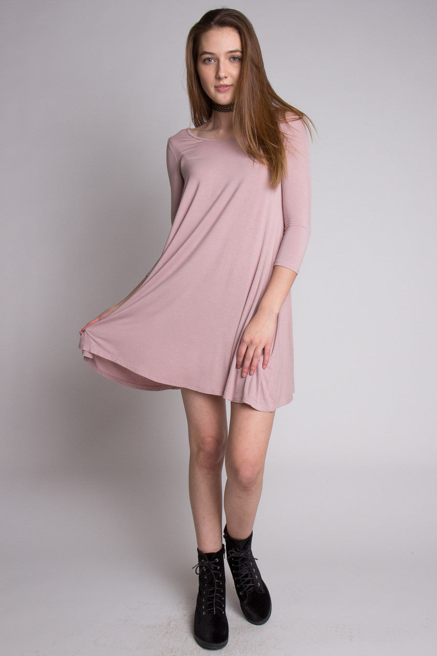 Dusty Mauve 3/4 Criss Cross Back Dress