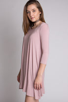 Dusty Mauve 3/4 Criss Cross Back Dress