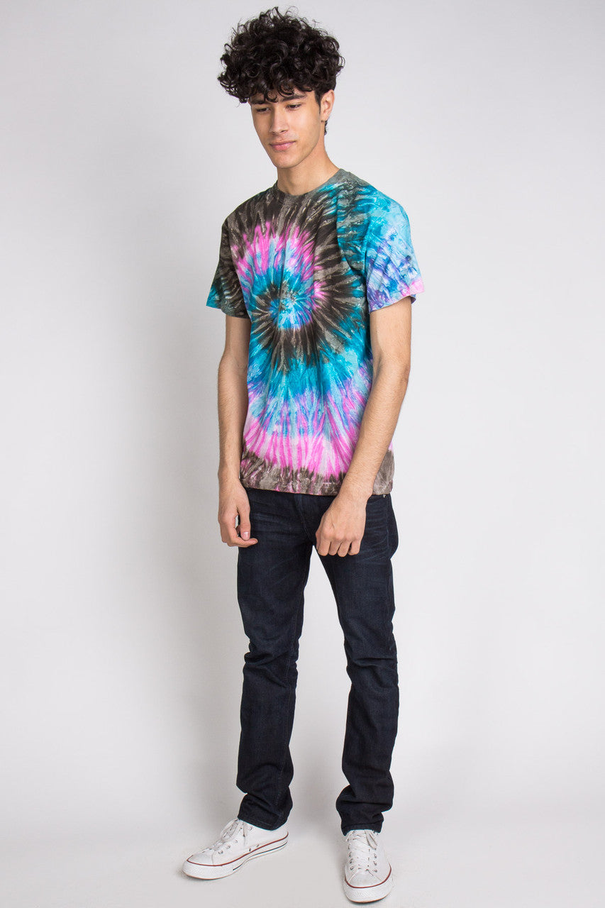 Pink, Brown, And Blue Swirl Tie Dye