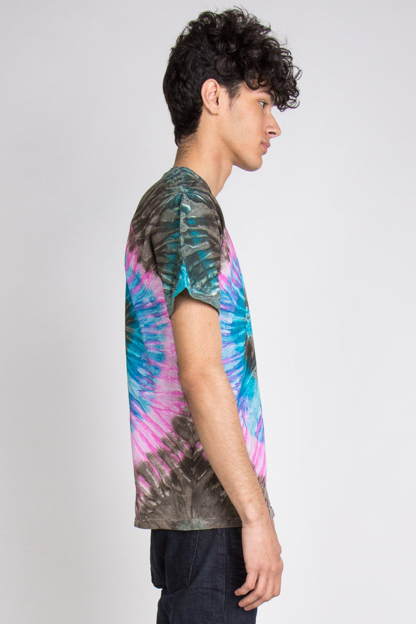 Pink, Brown, And Blue Swirl Tie Dye