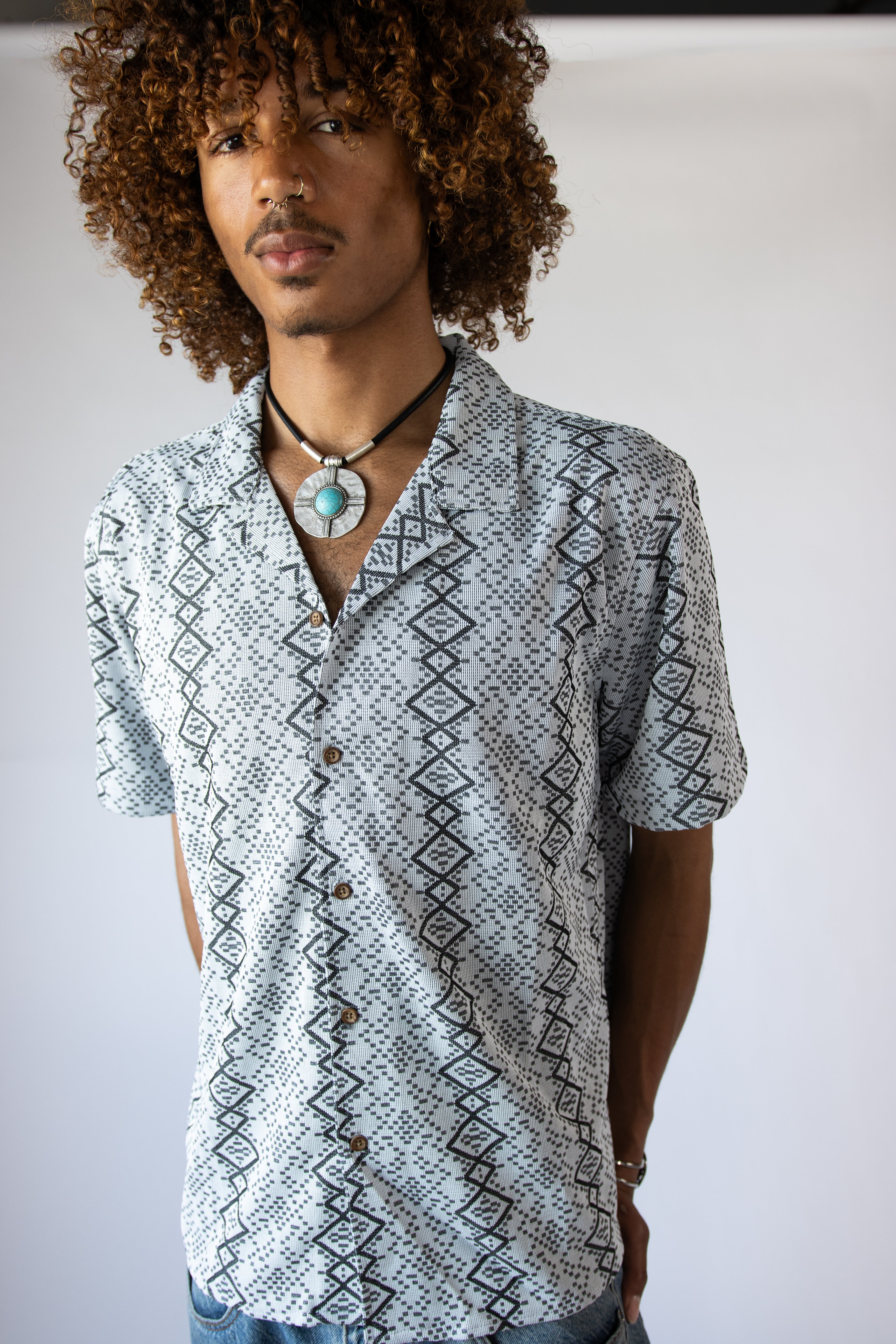 Pixel Diamonds Button Up Shirt