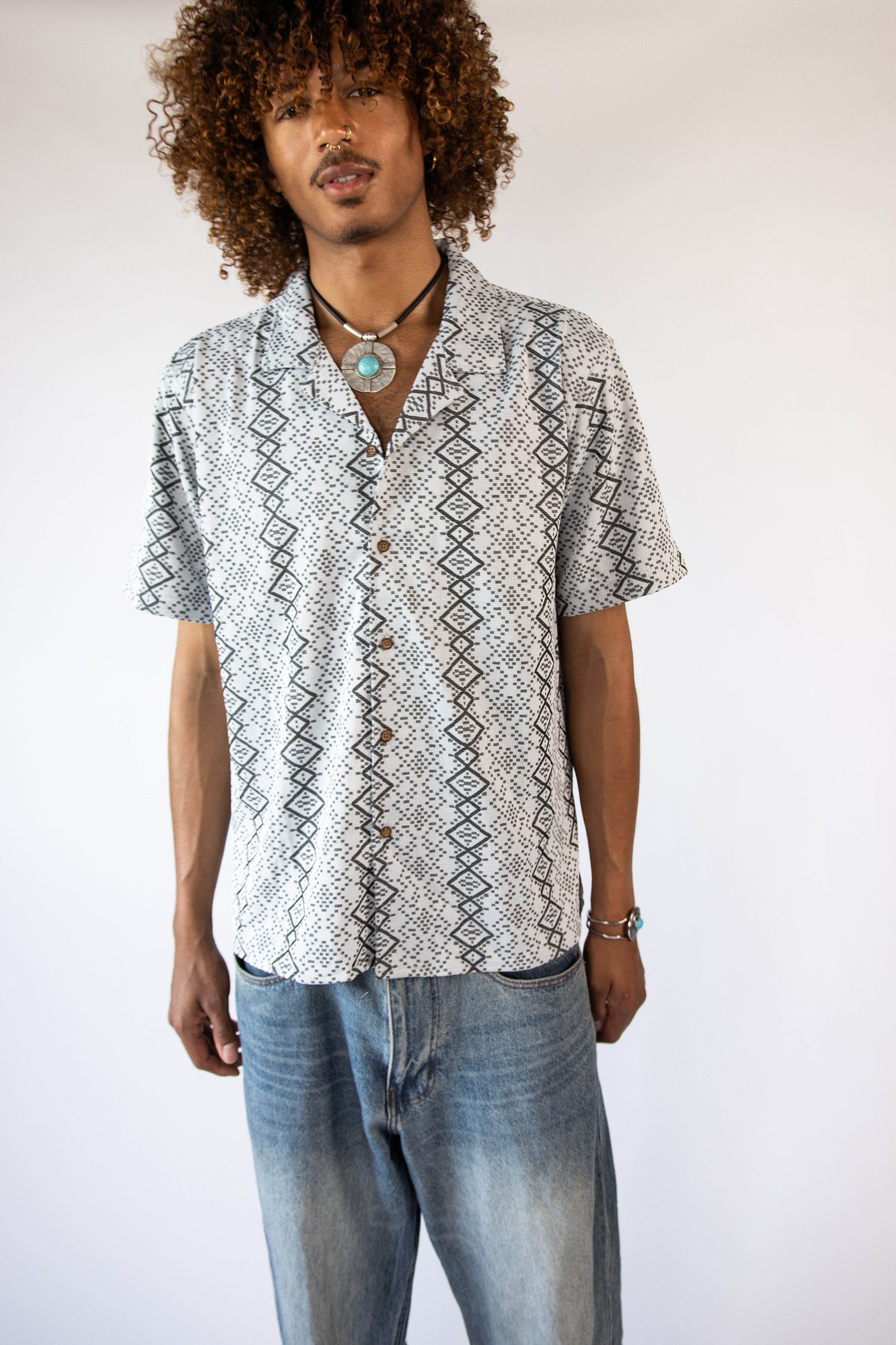 Pixel Diamonds Button Up Shirt