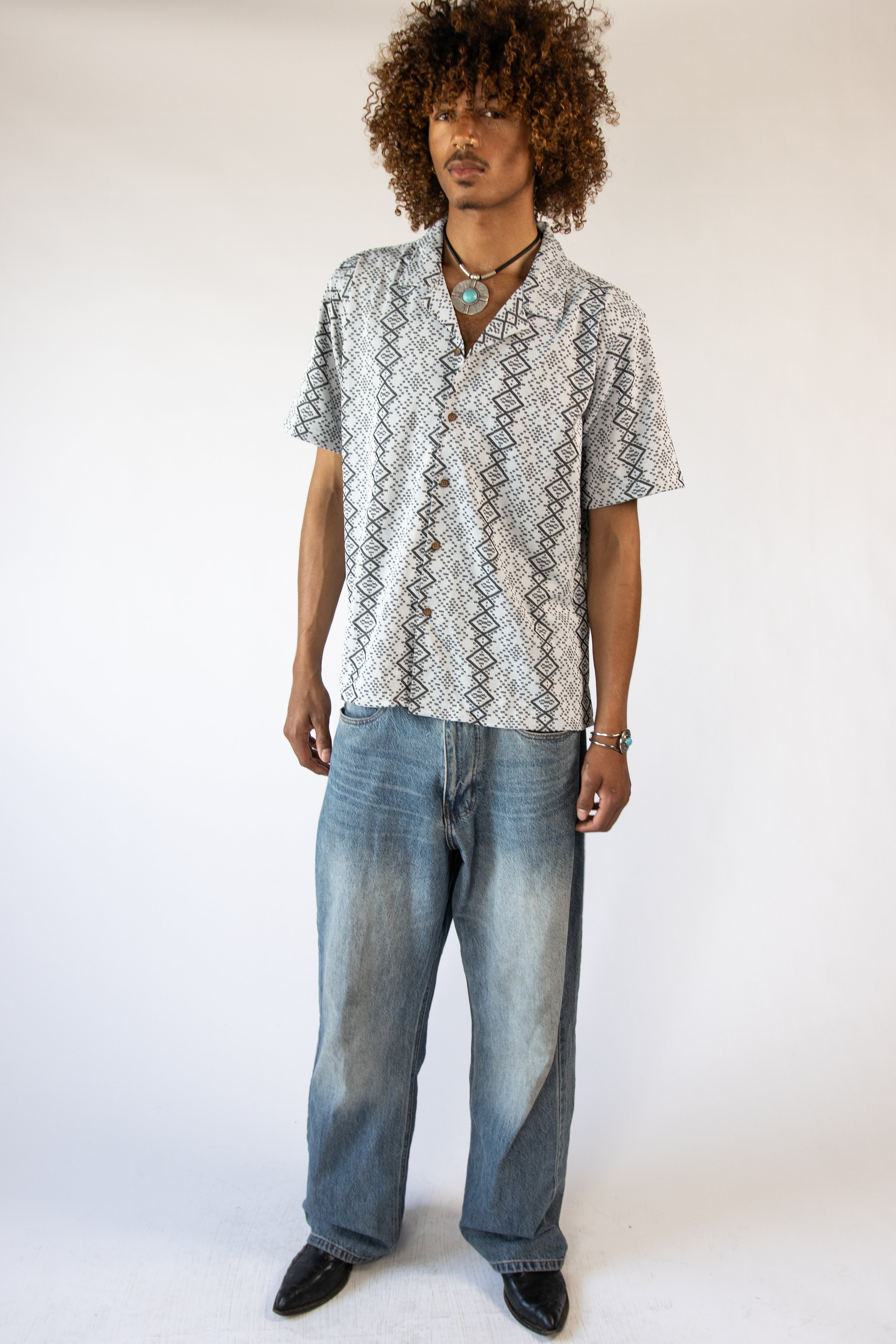 Pixel Diamonds Button Up Shirt