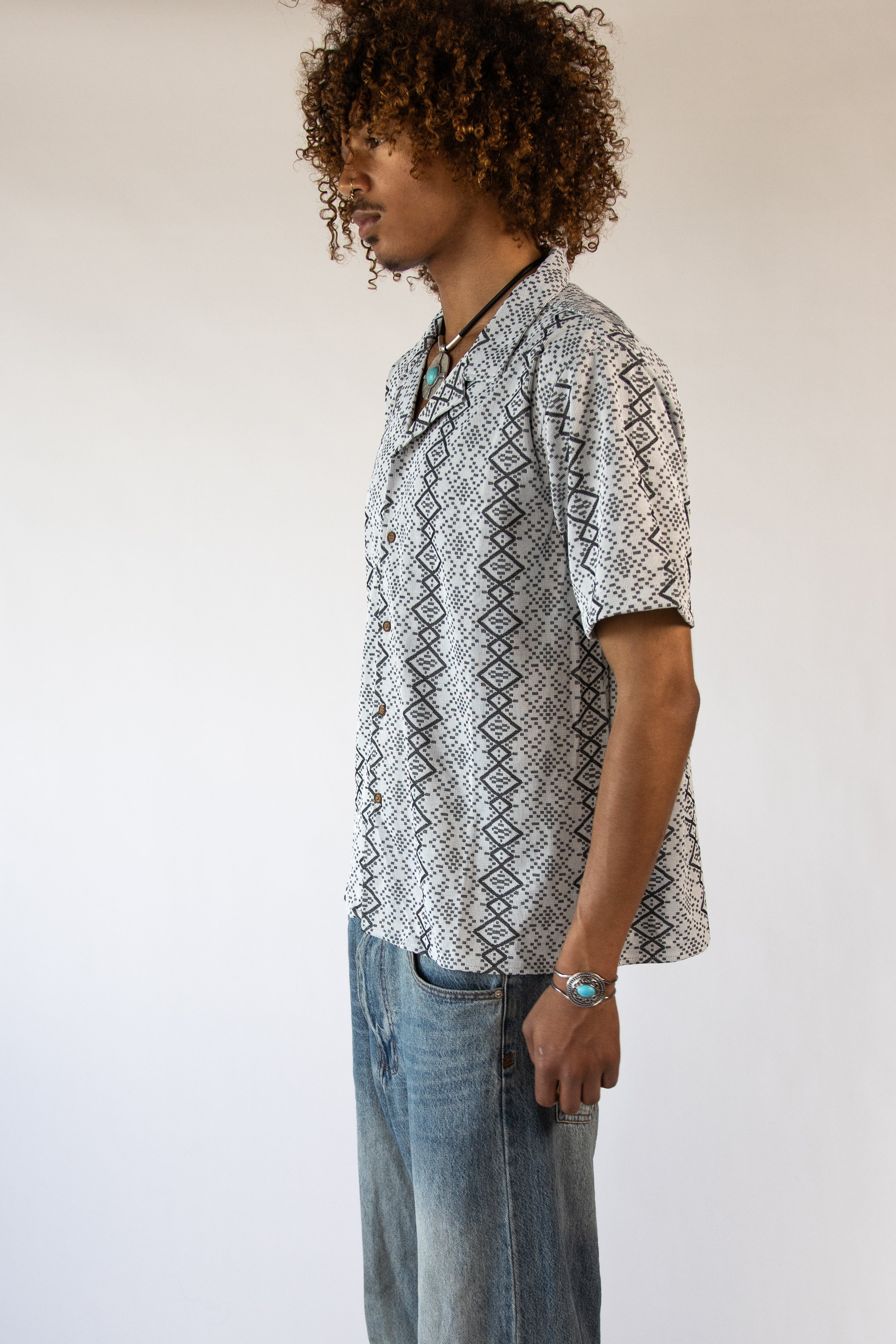 Pixel Diamonds Button Up Shirt