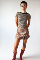 Plaid Belted Mini Skort