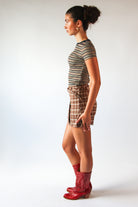 Plaid Belted Mini Skort