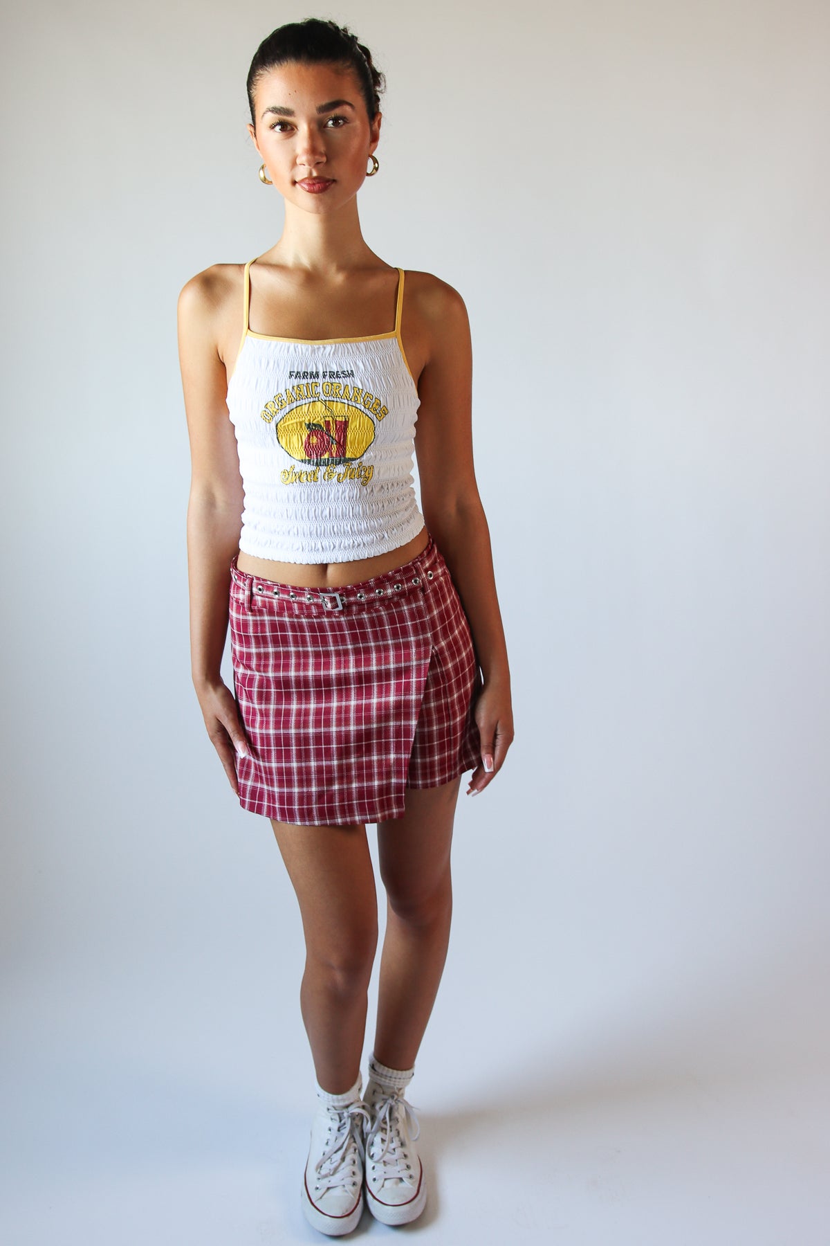 Plaid Belted Mini Skort