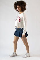 Double Buckle Belted Denim Mini Skort