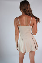 Pleated Drop Waist Romper Dress