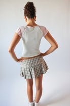 Pleated Plaid Low Rise Super Mini Skort