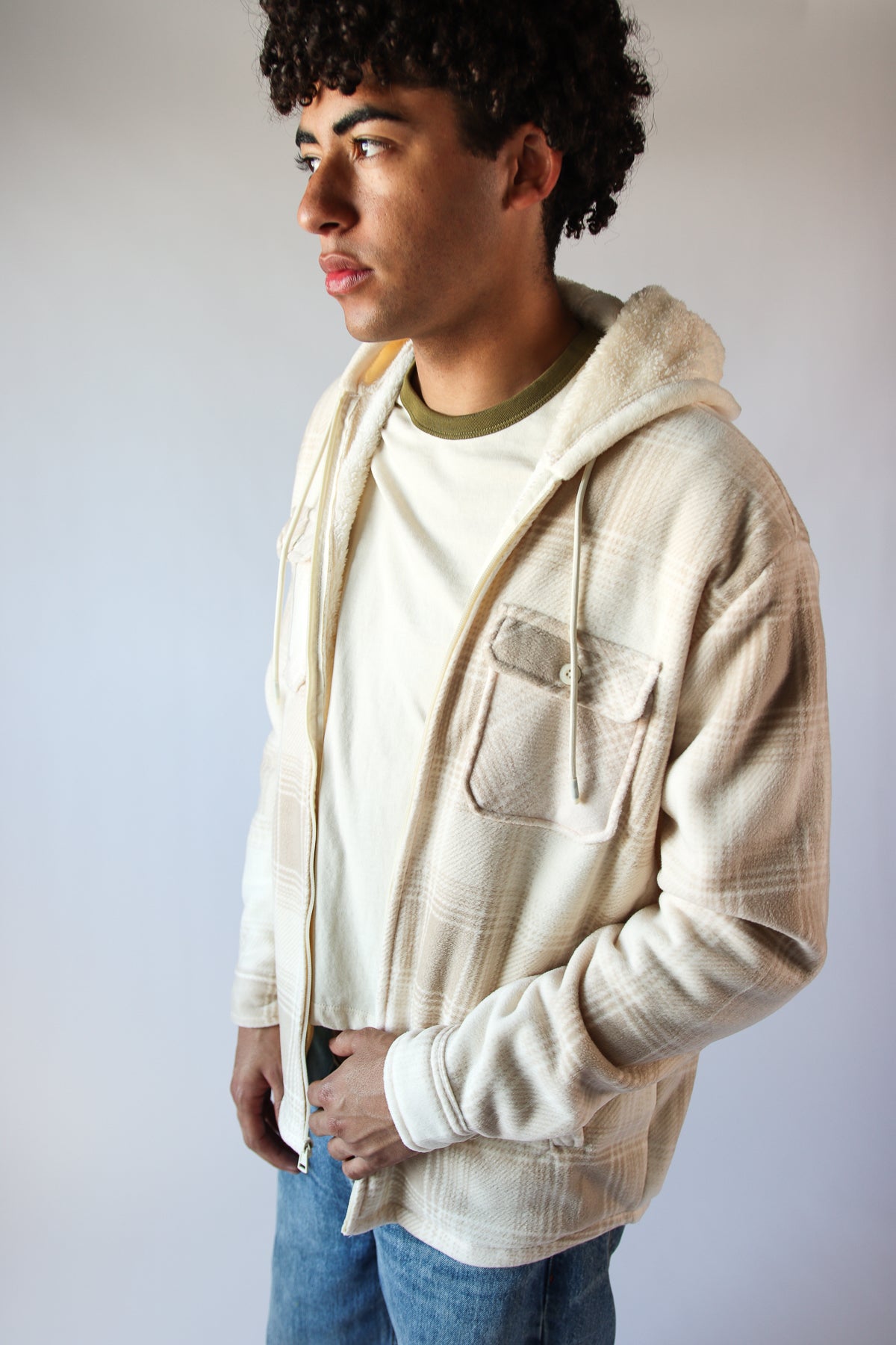 Polar Lined Fleece Hooded Shacket