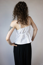 Polka Dot Linen Blend Babydoll Tank Top