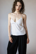 Polka Dot Linen Blend Babydoll Tank Top