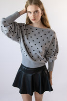 Polka Dot Banded Bottom Sweater