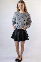 Polka Dot Banded Bottom Sweater