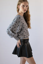 Polka Dot Banded Bottom Sweater