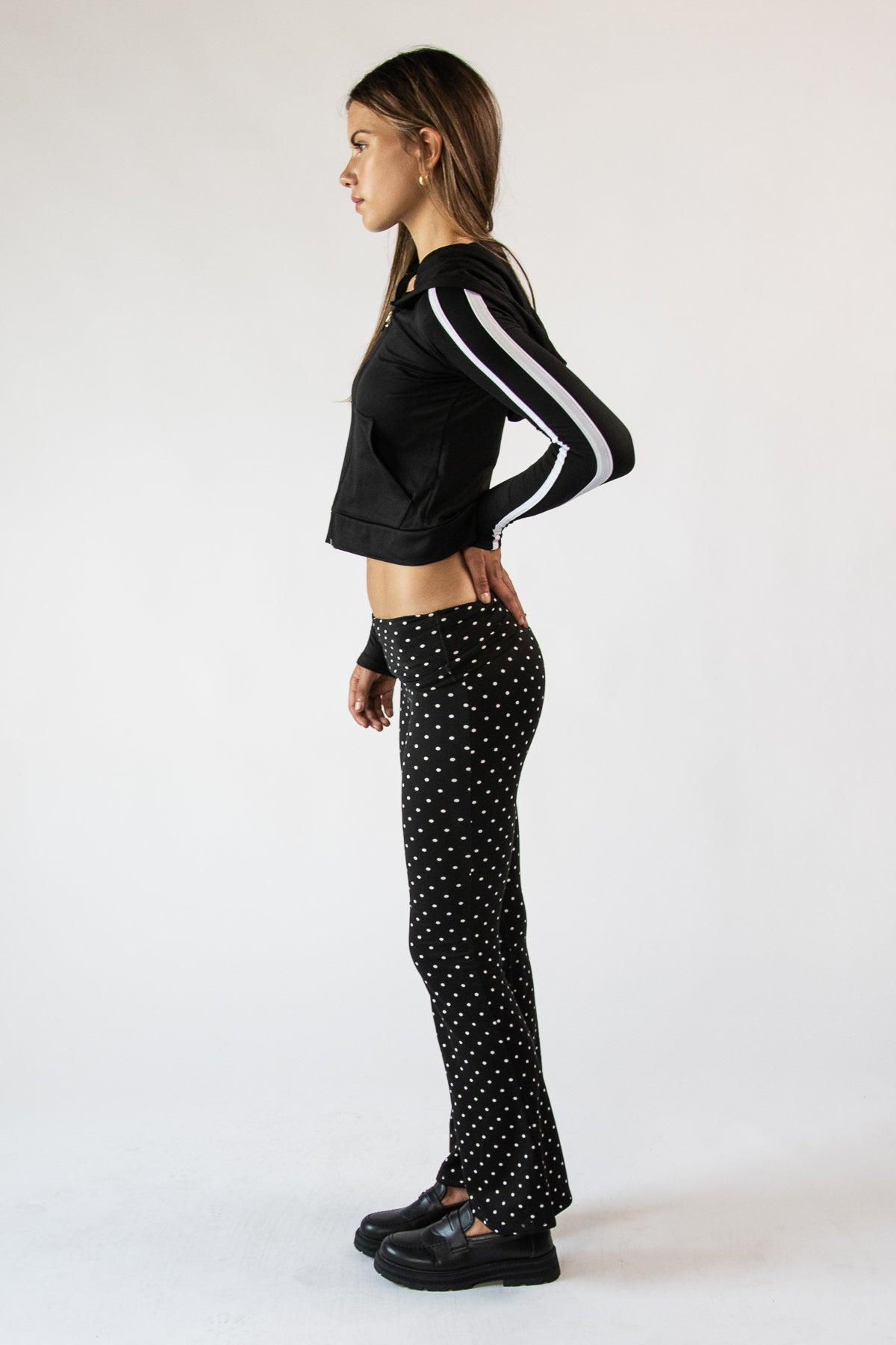 Pin Dot Foldover Flare Leggings
