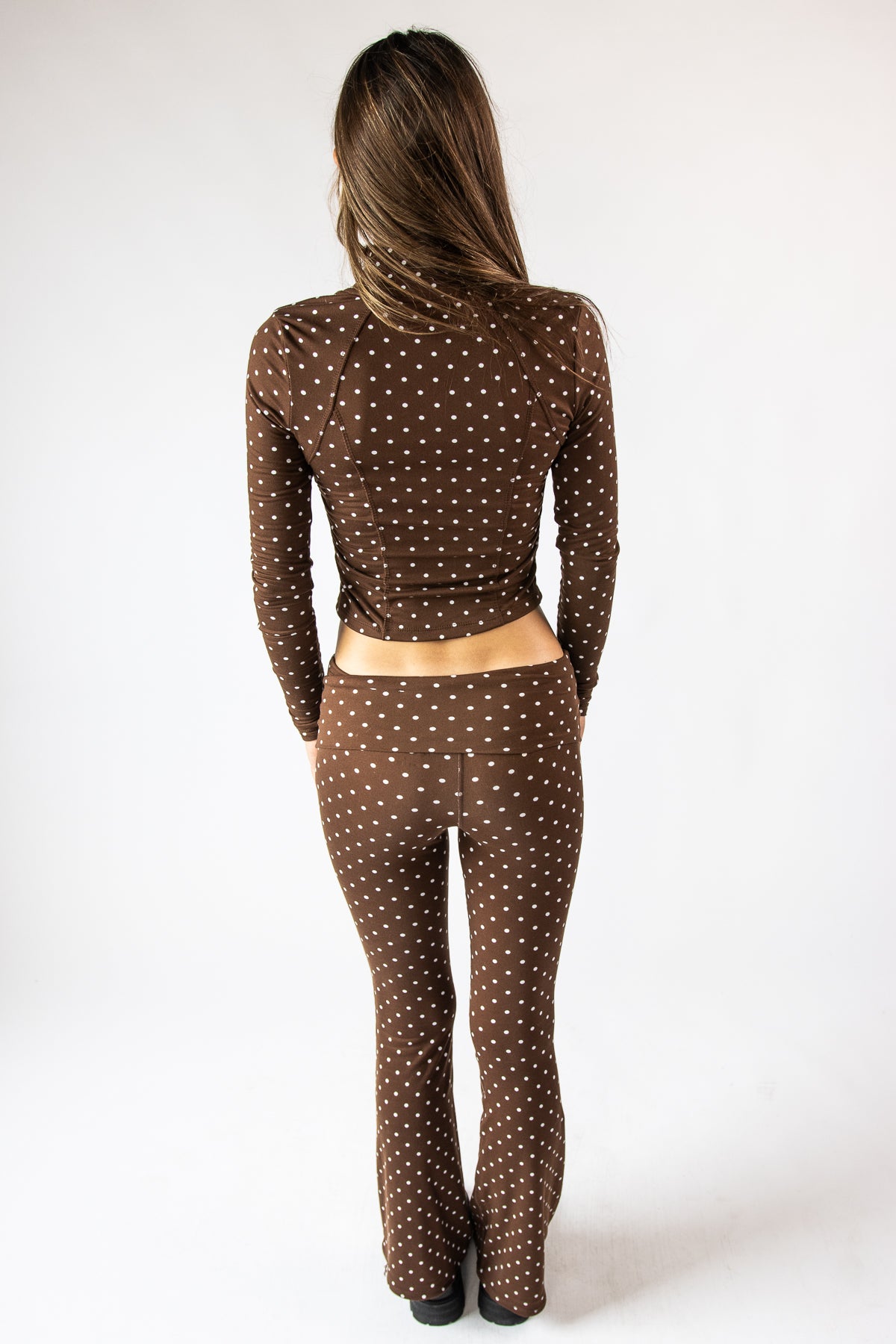 Pin Dot Foldover Flare Leggings