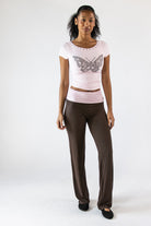 Polka Dot Fold Over Flare Pants