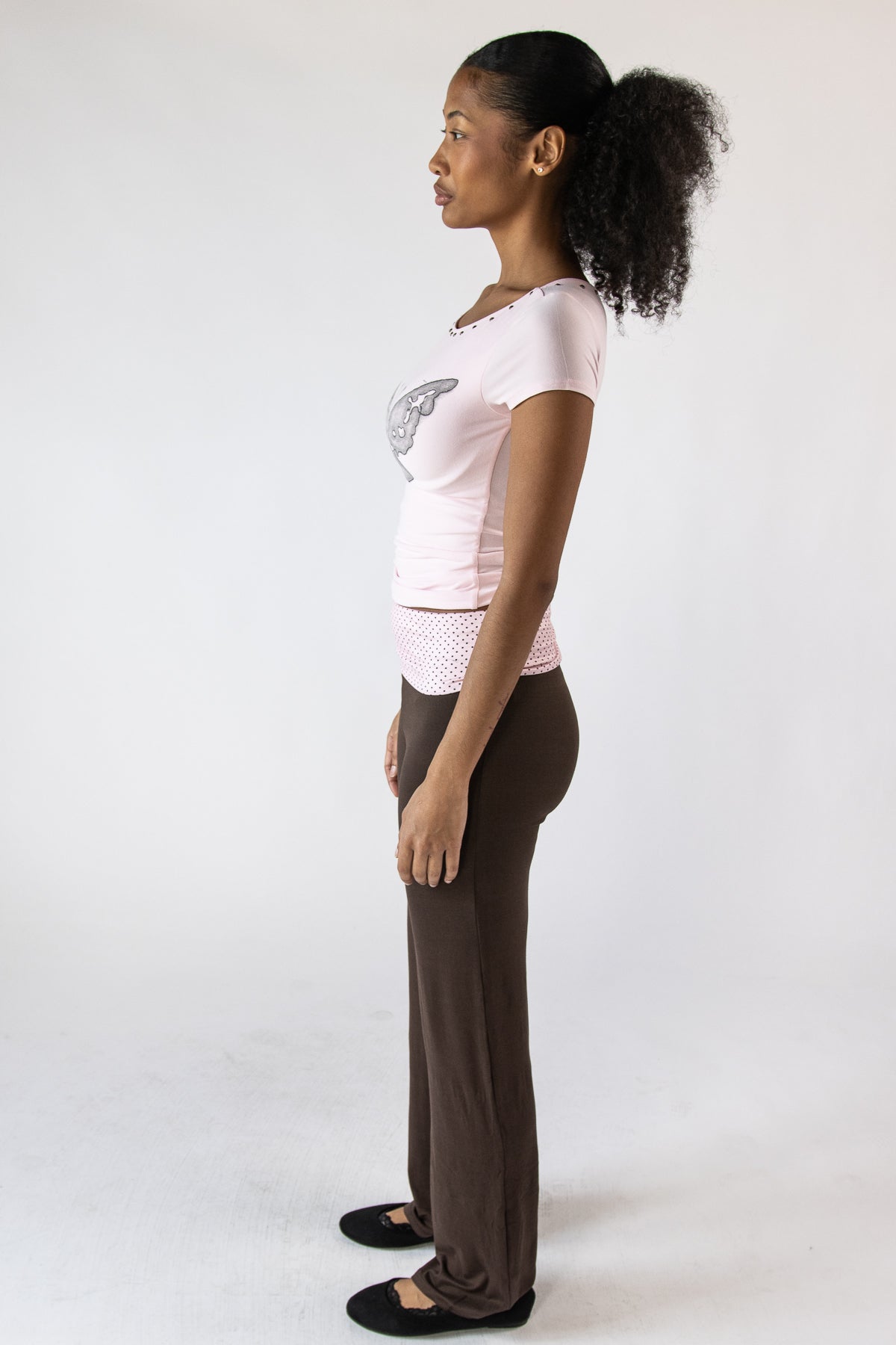 Polka Dot Fold Over Flare Pants