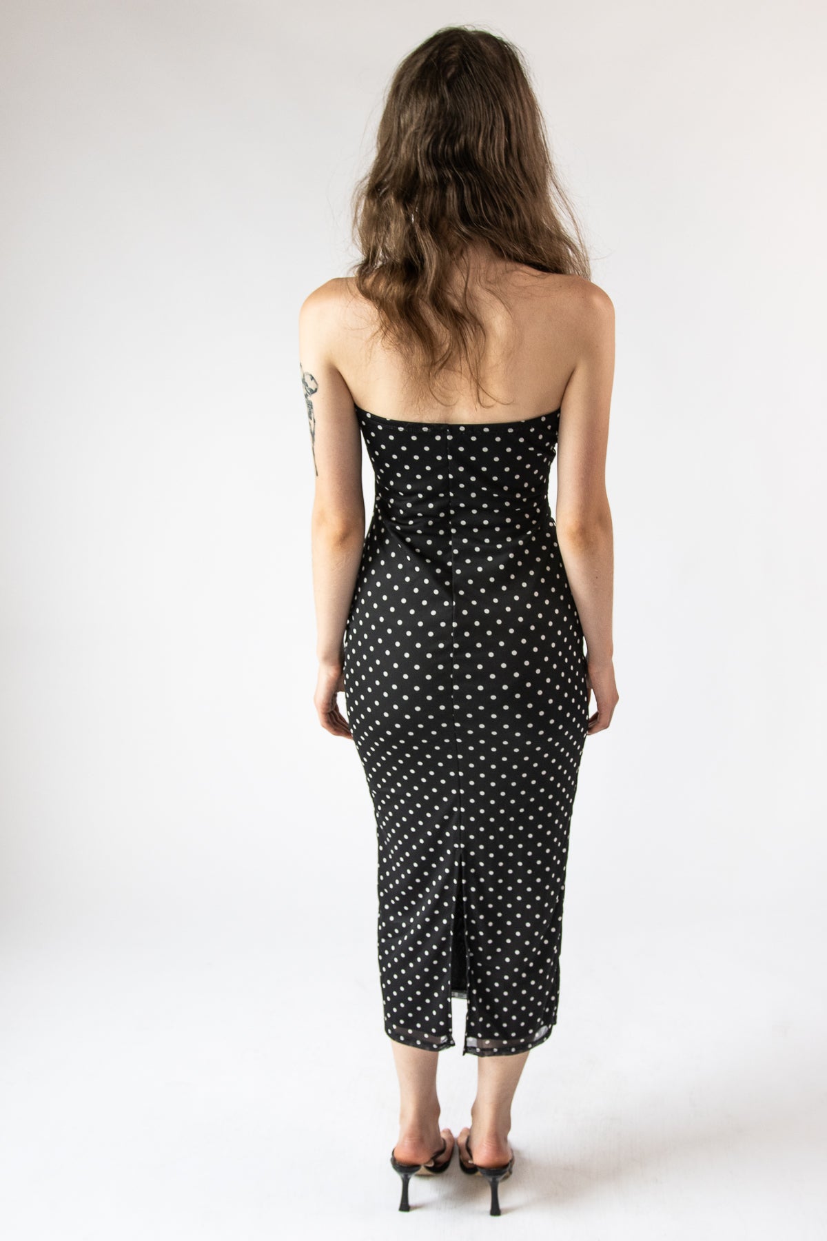 Polka Dot Mesh Tube Dress