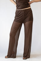 Polka Dot Print Mesh Wide Leg Pants