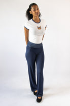Polka Dot Fold Over Flare Pants