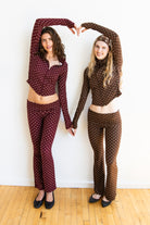 Pin Dot Foldover Flare Leggings
