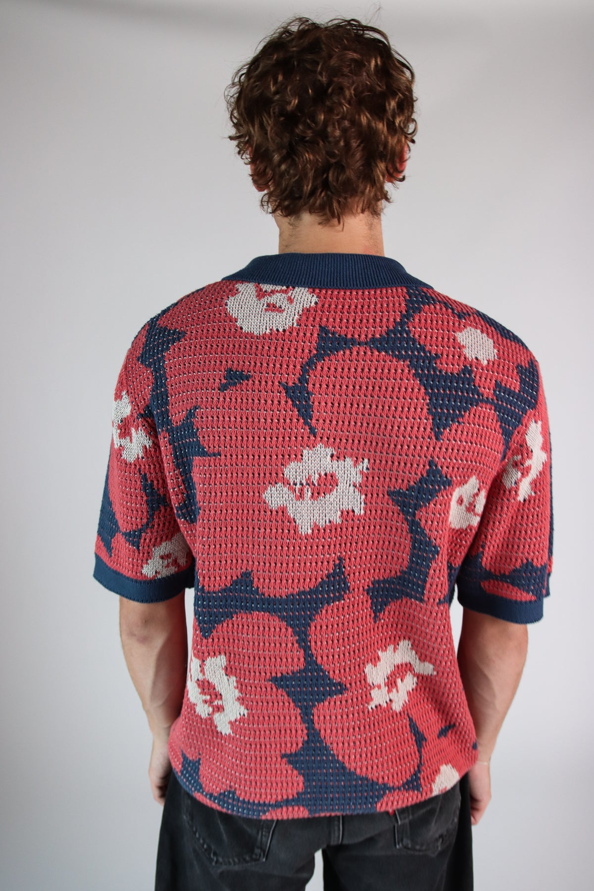 Flower Knit Button Up Shirt