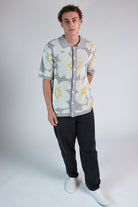 Flower Knit Button Up Shirt