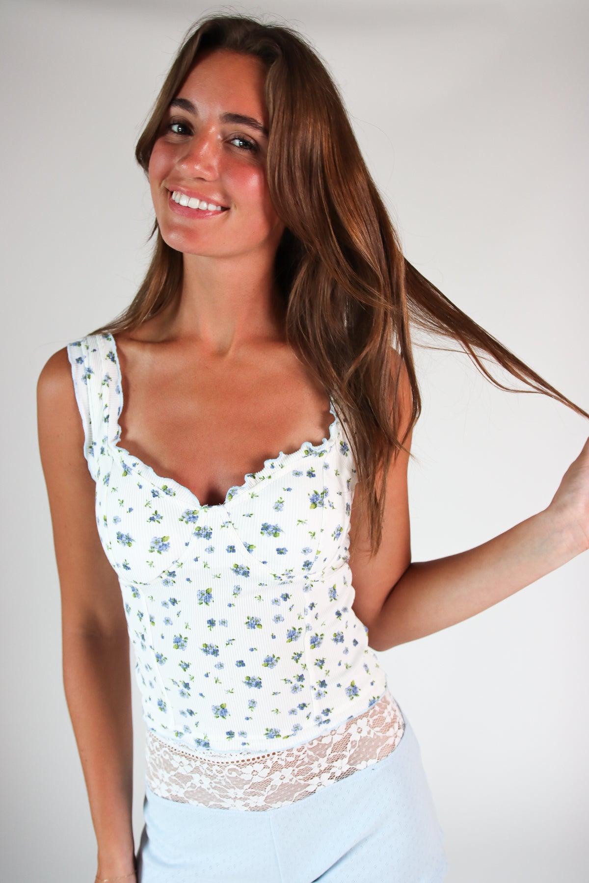 Ruffle Trim Bustier Tank