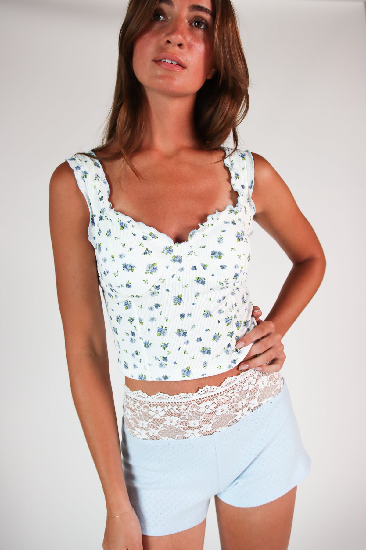 Lace Hem Pointelle Shorts