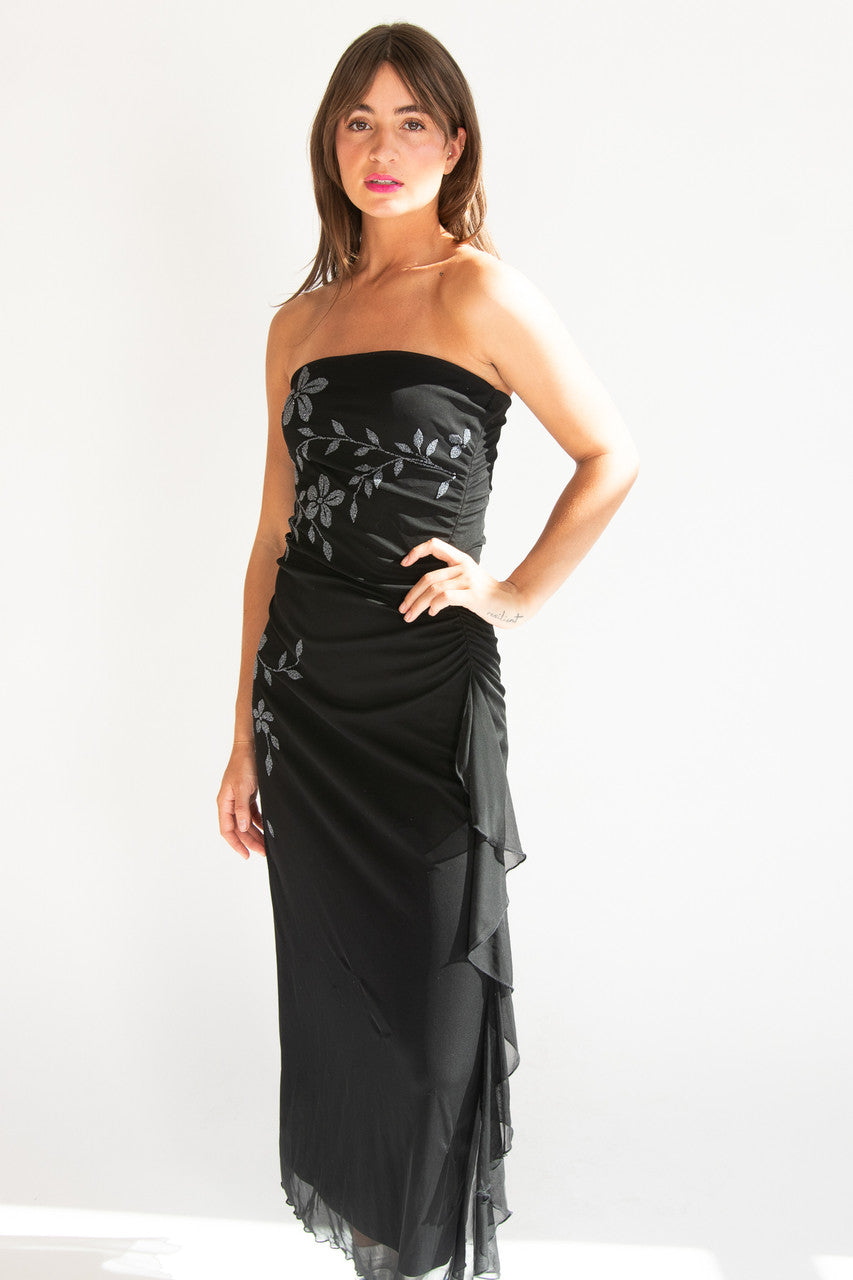 I.N. Floral Bead Strapless Dress