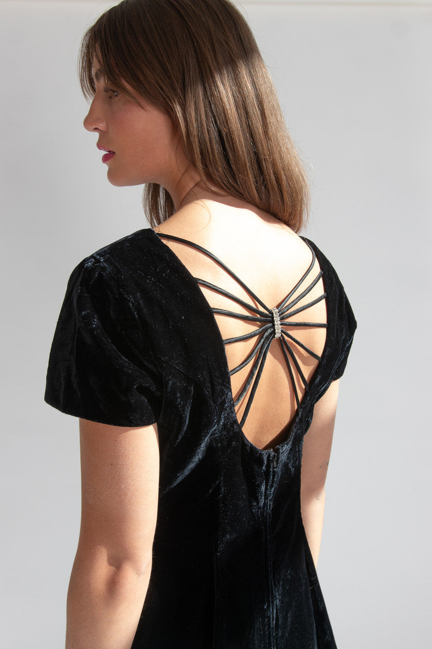Vintage Rhapsody Black Velvet Dress