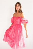 Vintage Magenta Puff Sleeve Dress