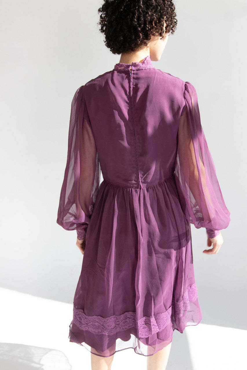 Vintage Purple Lace Prairie Dress