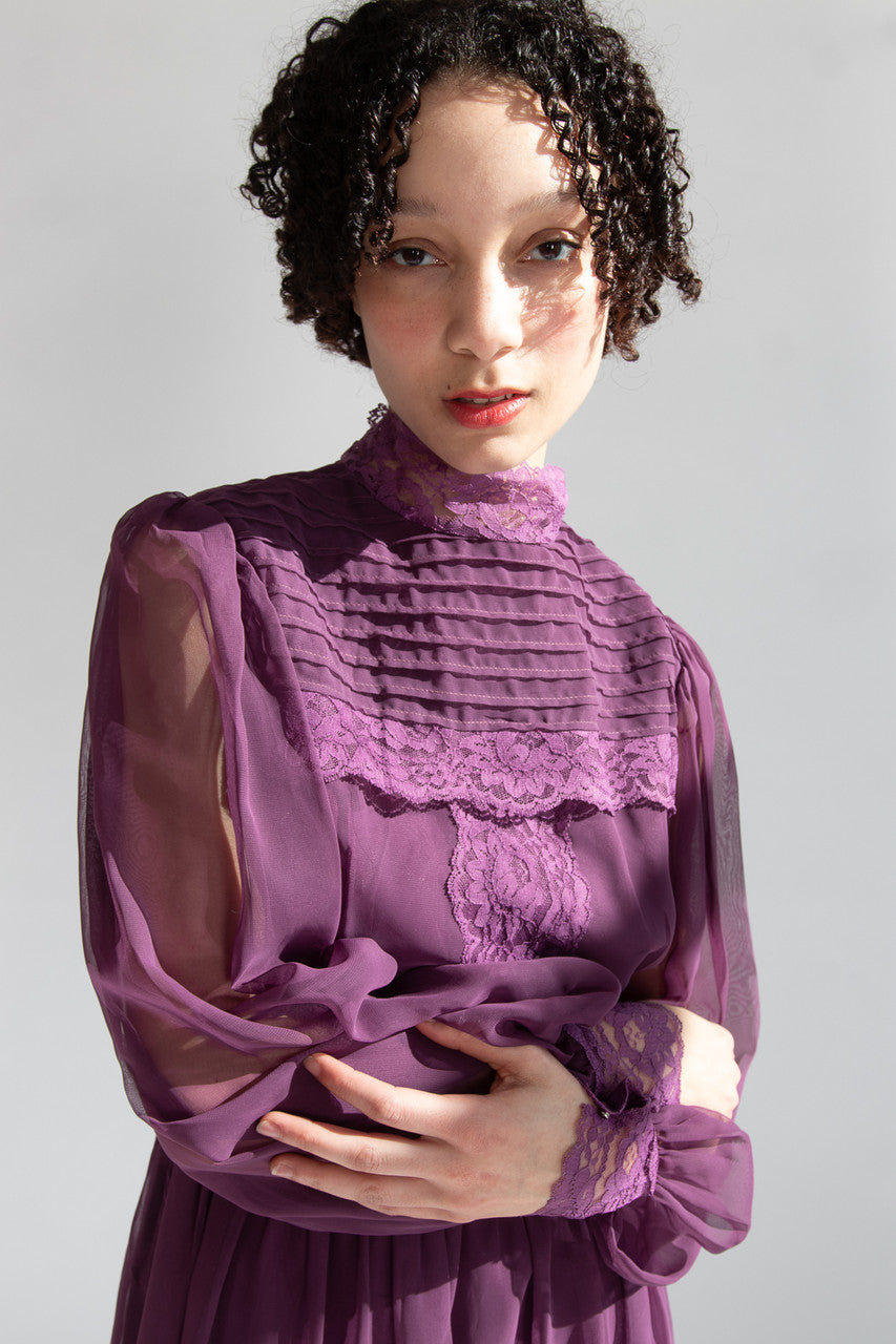 Vintage Purple Lace Prairie Dress