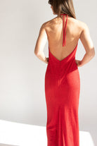 Jessica McClintock Red Tie Halter Dress